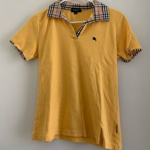 Yellow Short Sleeve With Plaid Collar & Sleeves